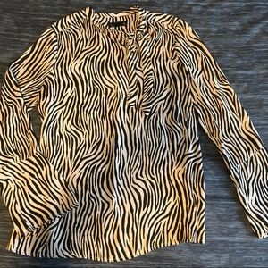 Noir Women’s Zebra Print Tie Neck Top